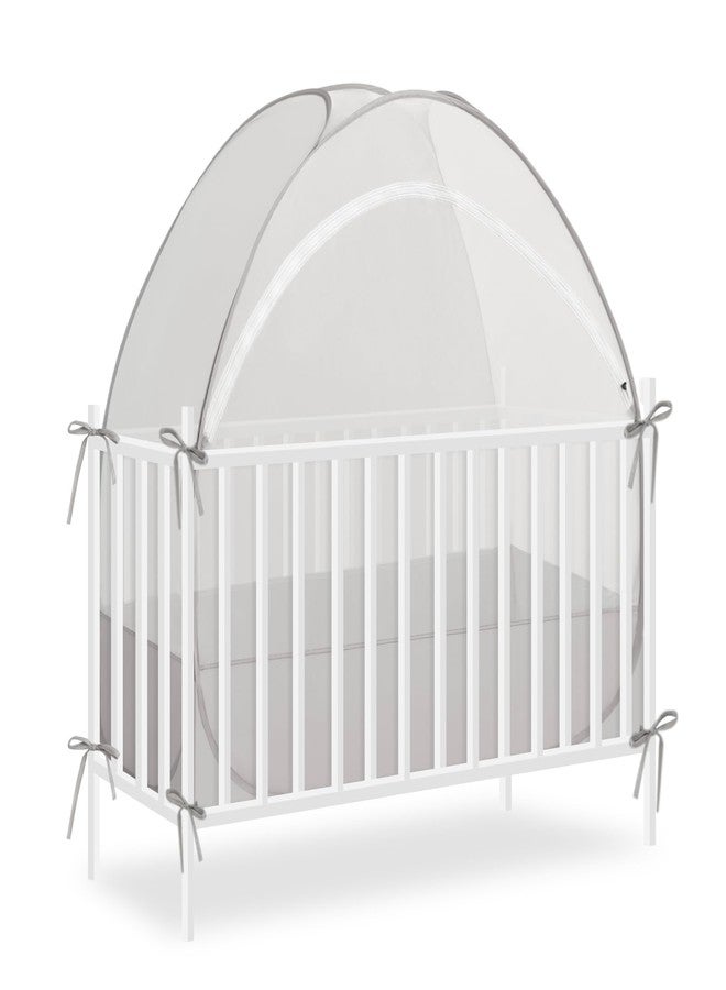 Akiky Large Pop Up Mosquito Net Crib Tent to Keep Baby from Climbing Out Baby Girl Netting Cover Canopy for Naps at Home&Traveling(Gray) - Image 1